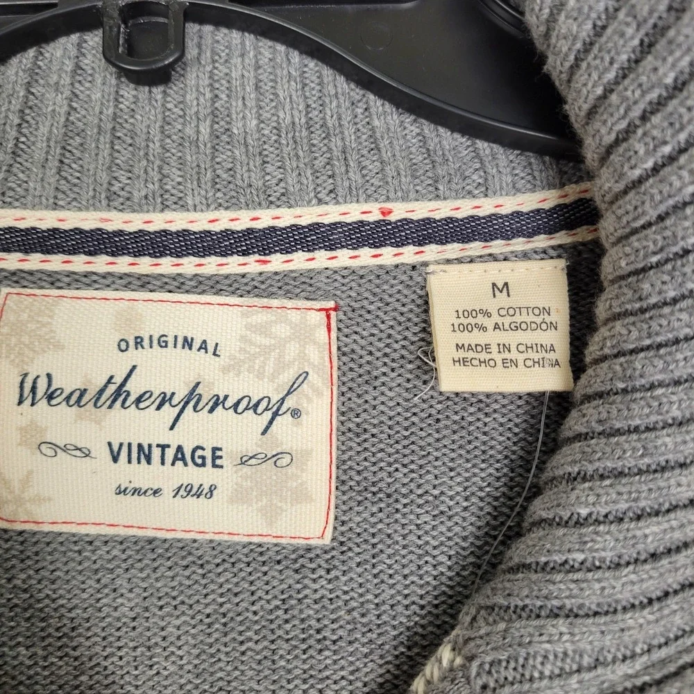 Weatherproof Vintage 1/4 zip Pullover Mens Medium Sweater Gray Long Sleeve (NWT)